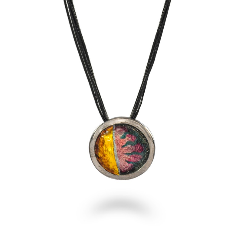 Handmade pendant silver 950 and enamel KON-73M