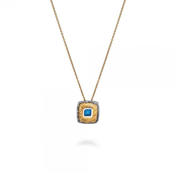 Κολιέ χειροποίητο ασήμι 950 μπλε σμάλτο KON-A56/B