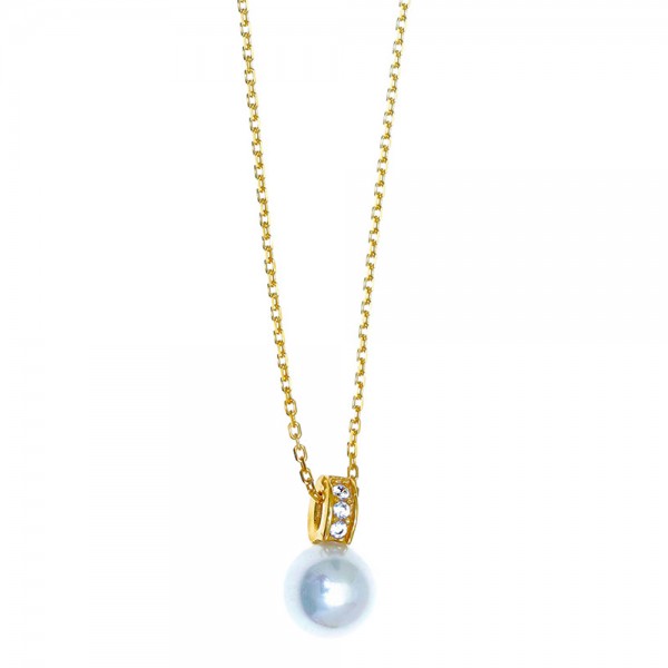 Necklace silver 925 gold plated with pearl GRE-41340
