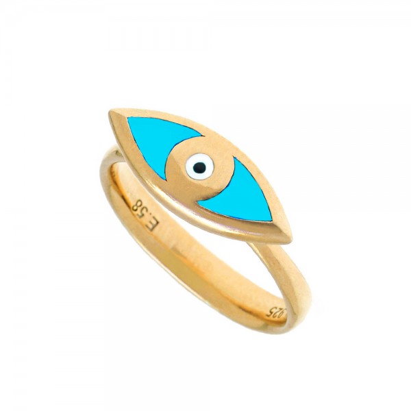 Ring silver 925 yellow gold plated with eye GRE-56327