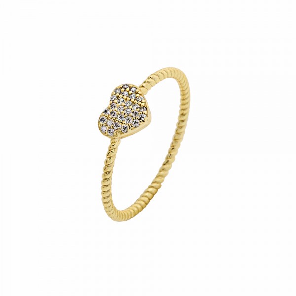Ring twisted silver 925 gold plated with zircons PS/8A-RG123-3