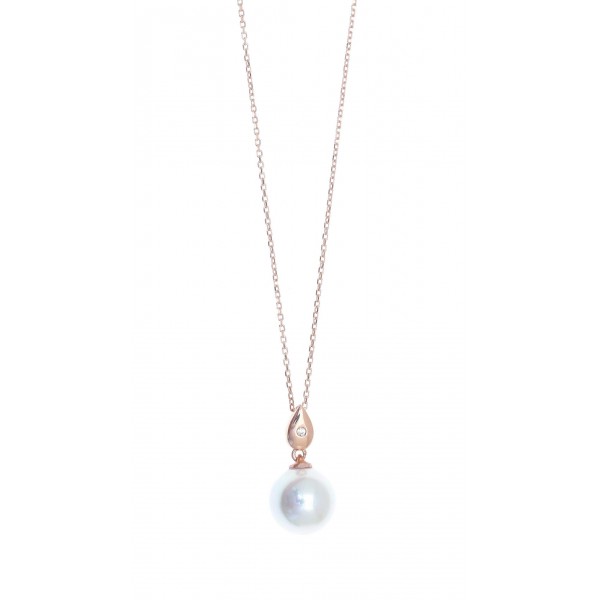 Κολιέ ασήμι 925 με ροζ επιχρύσωση & shell pearl GRE-41857