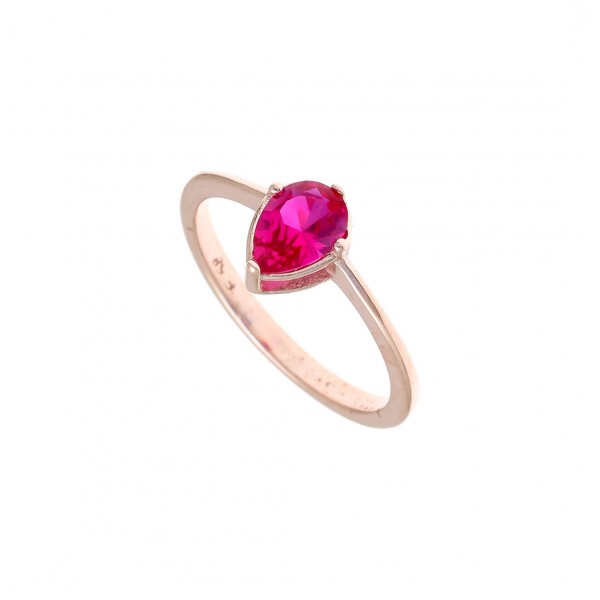Ring silver 925 pink gold plated with red zirconia GRE-43784