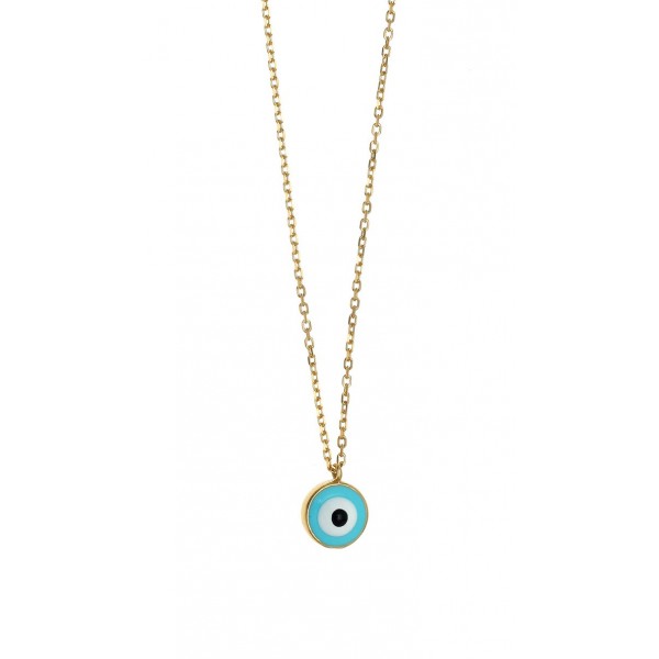 Necklace silver 925 yellow gold plated with eye GRE-53600