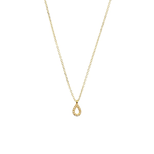 Handmade 14K yellow gold pendant with white zirconia KRI-E33