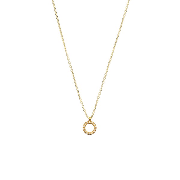 Handmade 14K yellow gold pendant with white zirconia KRI-E41