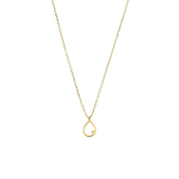 Handmade 14K yellow gold pendant with white zirconia KRI-E123