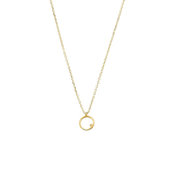 Handmade 14K yellow gold pendant with white zirconia KRI-E124