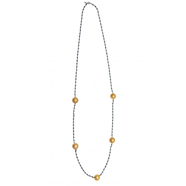 Necklace silver 925 black rhodium plated with hematite and enamel stones GRE-58951