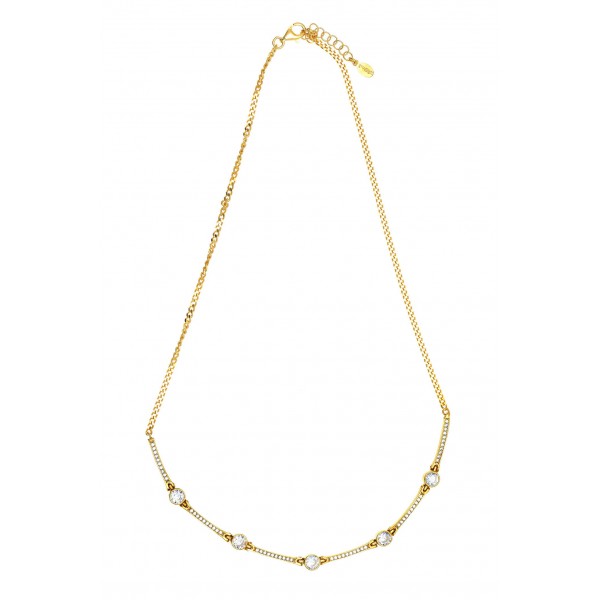 Necklace in silver 925 gold plated with white zirconia GRE-59402