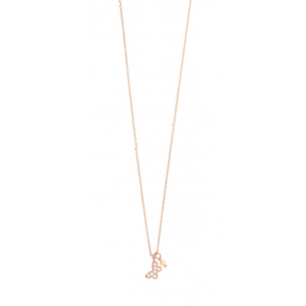 Necklace in silver 925 pink gold plated with white zirconia GRE-31241