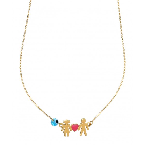 Necklace silver 925 yellow gold plated with enamel and evil eye GRE-58199