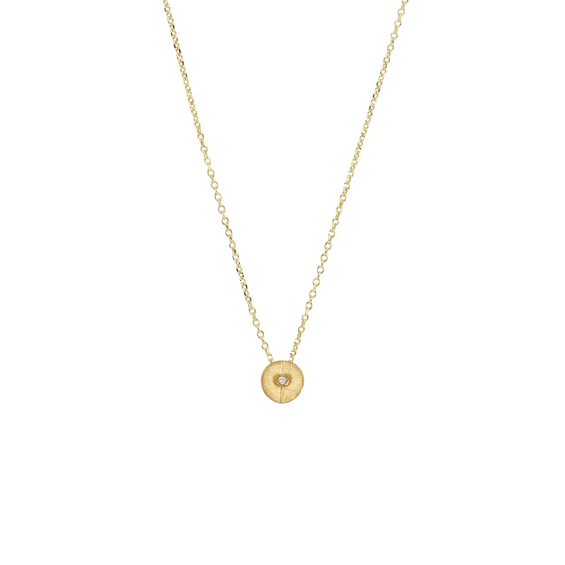 Handmade 14K Yellow Gold Pendant Zircon KRI-T11