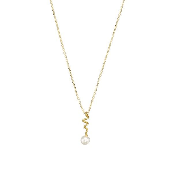 Handmade 14K Yellow Gold Pendant wih Pearl KRI-E211