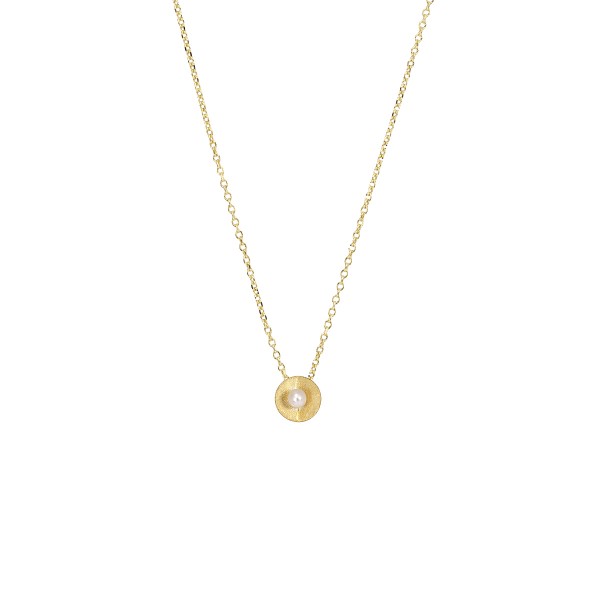 Handmade 14K Yellow Gold Pendant wih Pearl KRI-E288
