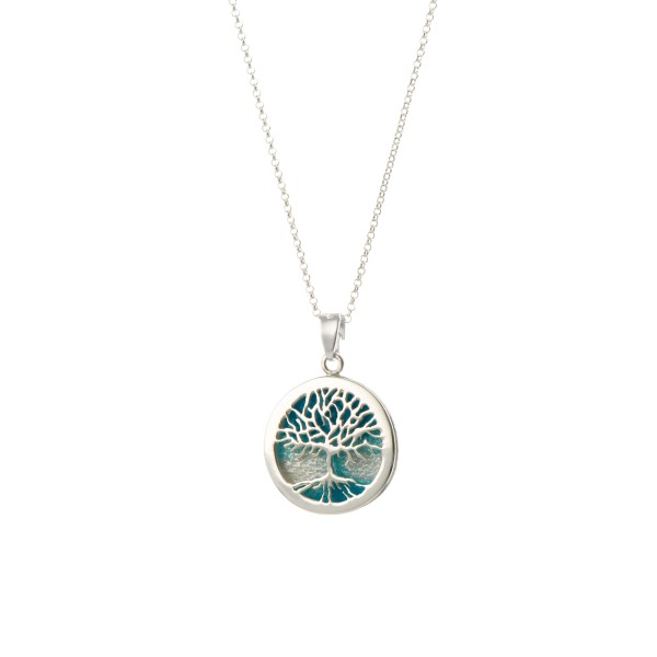 Handmade 3D tree Pendant in silver 950 with enamel KON-163M