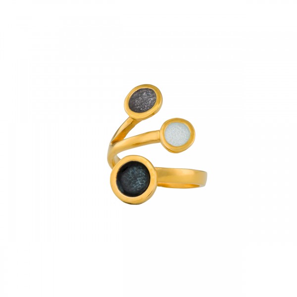 Handmade ring in silver 950 gold plated with enamel KON-9E14X