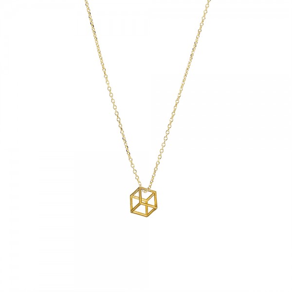 Handmade 14K Gold Pendant Cube KRI-E22