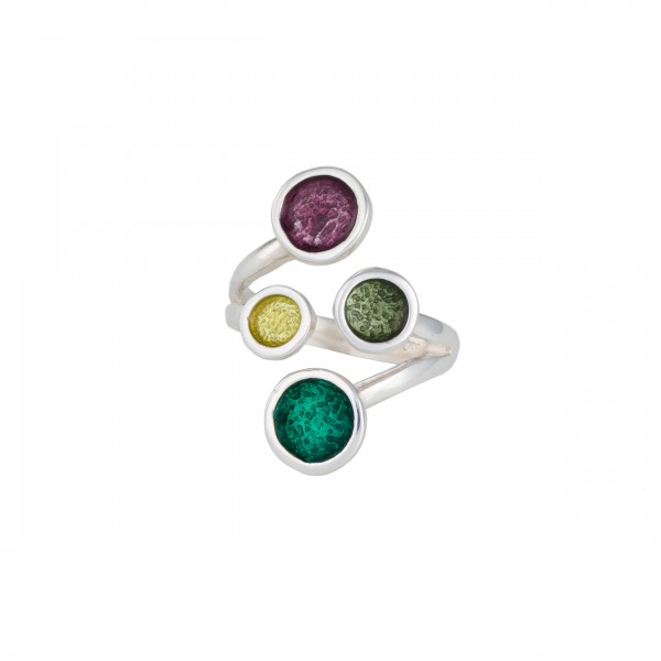 Handmade ring in silver 950 platinum plated with enamel KON-10E10