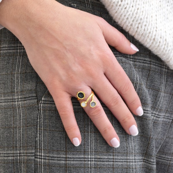 Handmade ring in silver 950 gold plated with enamel KON-9E14X