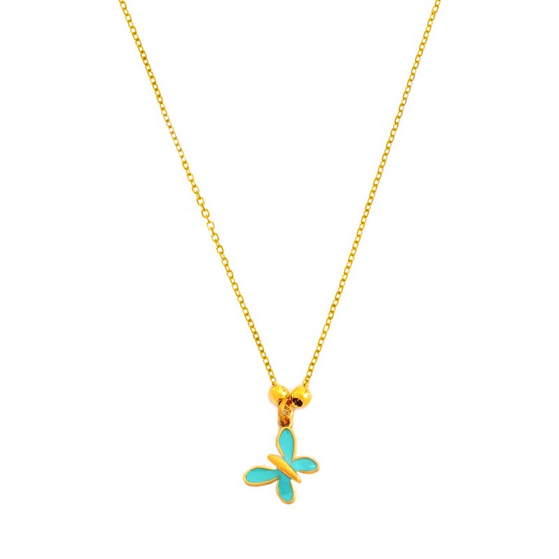 Butterfly necklace in silver 925 gold plated with enamel GRE-59996