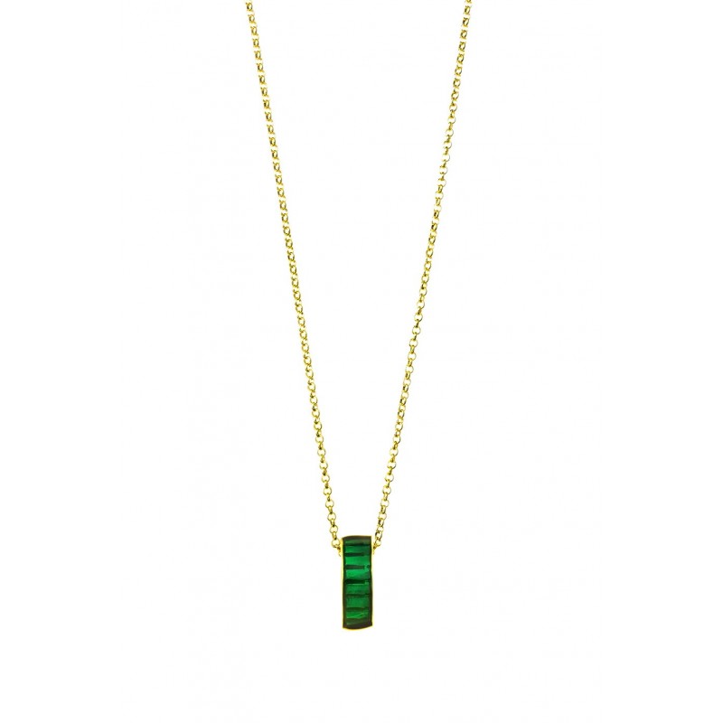 Necklace in silver 925 gold plated with green enamel GRE-60223