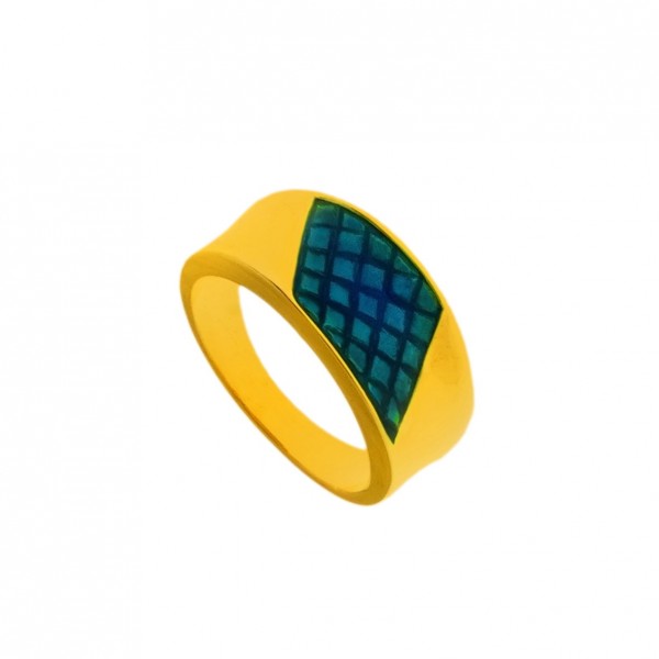 Ring in silver 925 gold plated with blue enamel GRE-60243