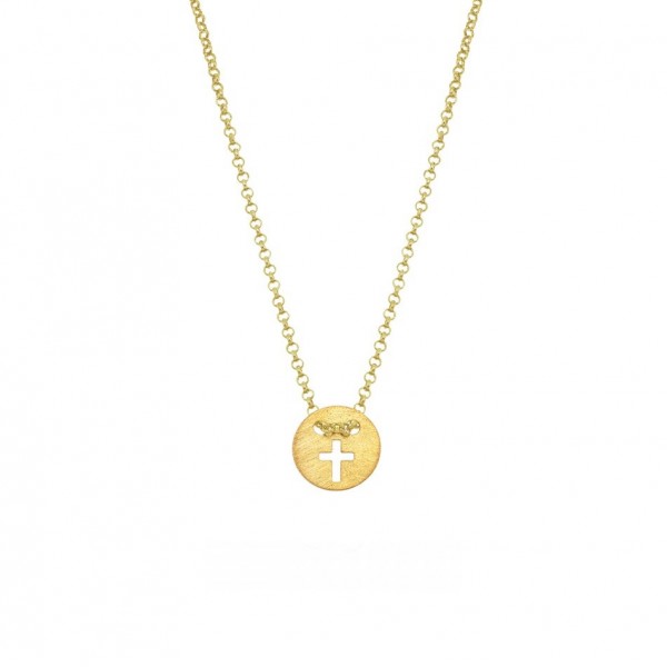 Handmade cross in K14 yellow gold KRI-S62