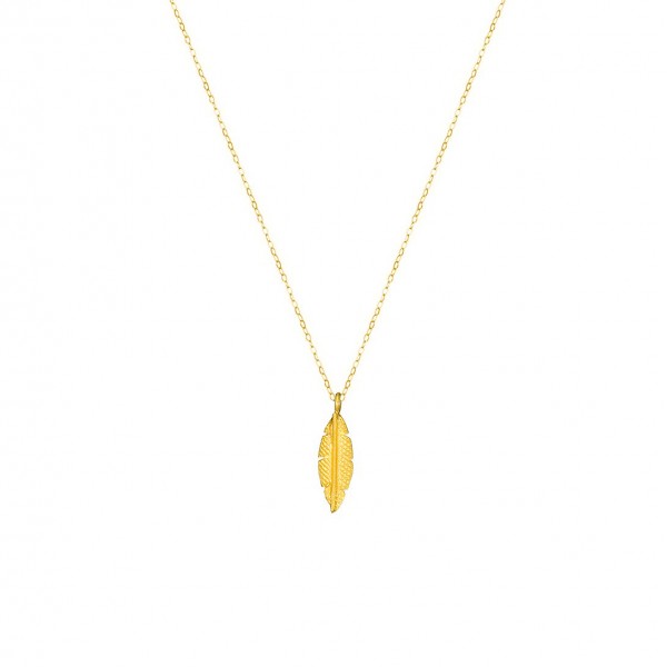 Handmade 14K Gold feather Pendant KRI-E228