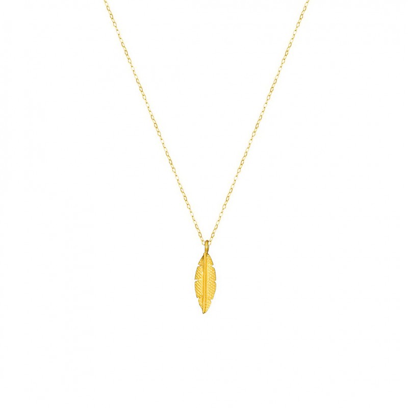 Handmade 14K Gold feather Pendant KRI-E228