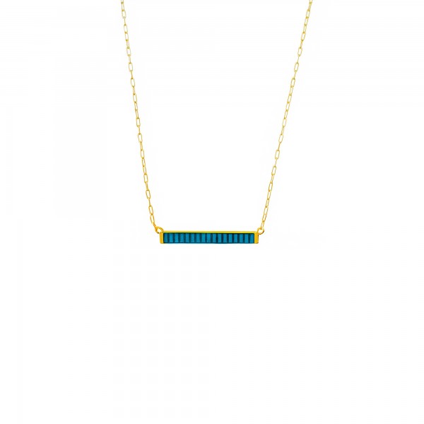 Necklace in silver 925 gold plated with blue enamel GRE-60226