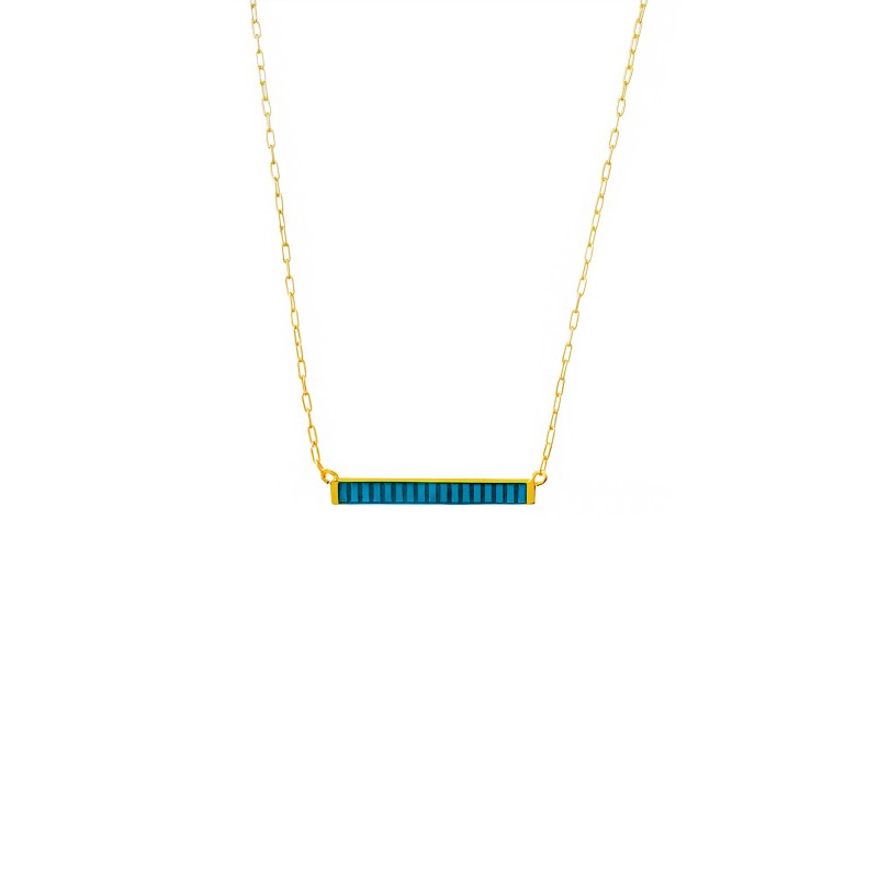 Necklace in silver 925 gold plated with blue enamel GRE-60226