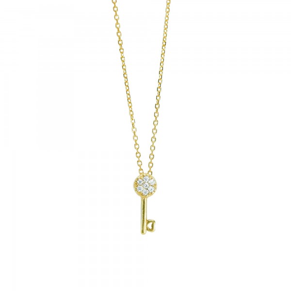Key necklace in silver 925 with white zirconia