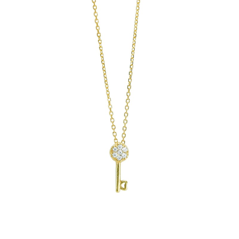 Key necklace in silver 925 with white zirconia