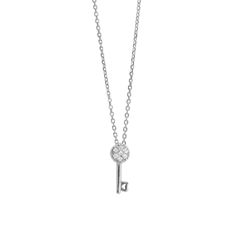 Key necklace in silver 925 with white zirconia