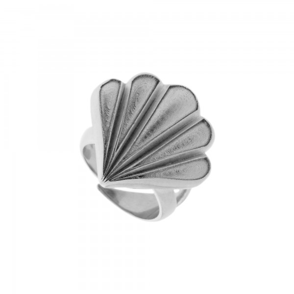Vassia Kostara Seashell ring in silver 925 platinum plated GRE-61189