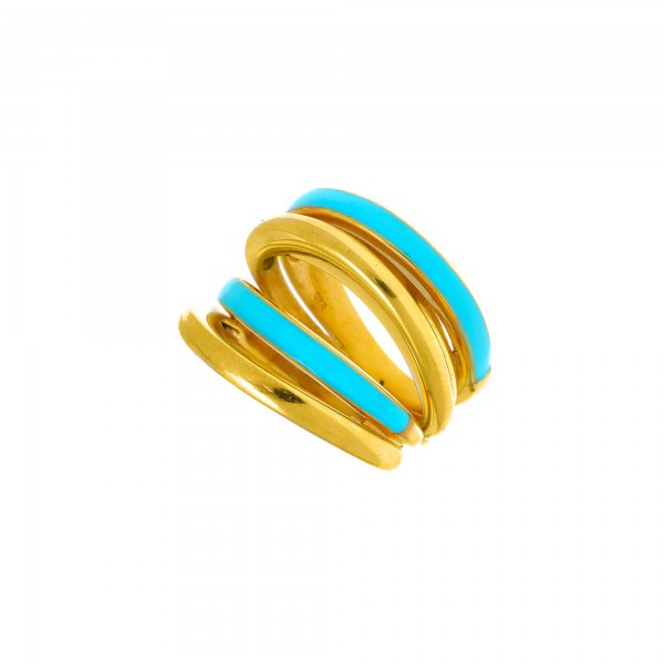 Ring in silver 925 gold plated with turquoise enamel GRE-56020