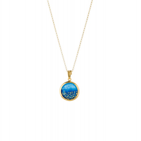 Handmade circle Pendant in silver 950 gold plated with enamel KON-A2MX