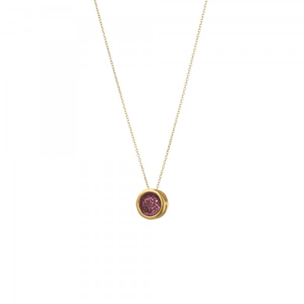 Handmade circle Pendant in silver 950 gold plated with purple enamel KON-A38M10X