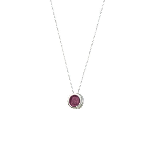 Handmade circle Pendant in silver 950 with purple enamel KON-A38M10