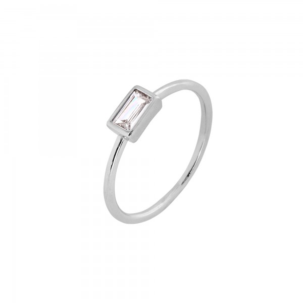 Single stone ring silver 925° with zircon PS/8A-RG129-1