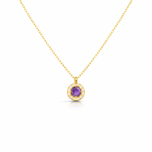 Handmade pendant in gold K14 with zircon and gemstone KRI-E87(AM)