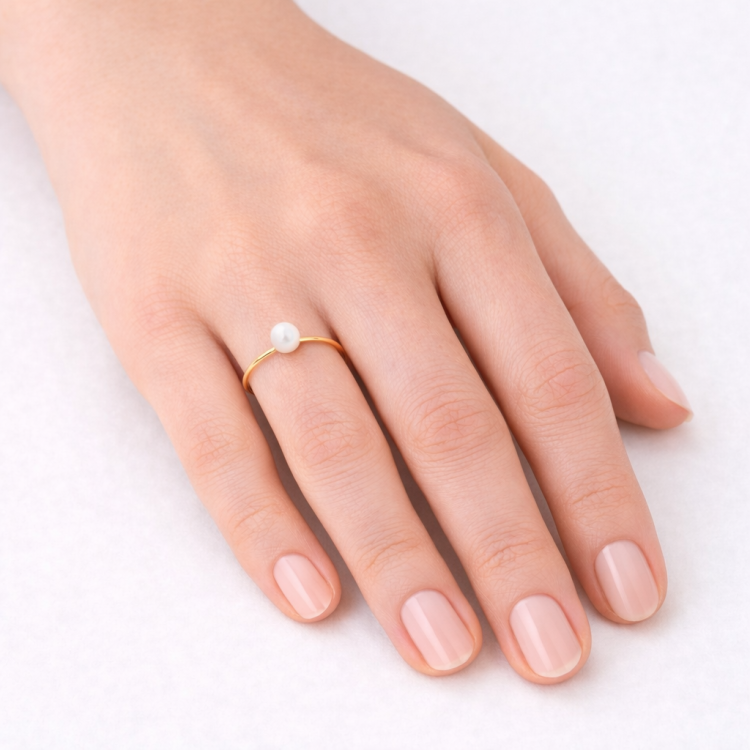 Handmade 14K Gold Ring with Akoya Pearl | Arodou.gr