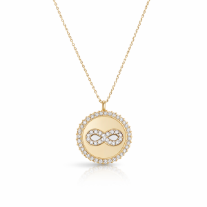 14K Gold Infinity Necklace with White Cubic Zirconia | Arodou.gr