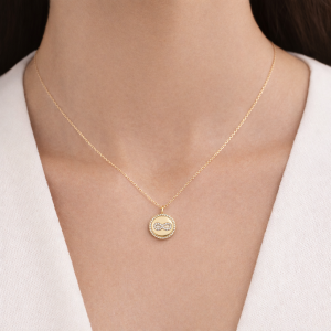 14K Gold Infinity Necklace with White Cubic Zirconia | Arodou.gr