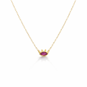 14K Gold Ruby Eye Necklace – Oval Cut Ruby Pendant | Arodou.gr