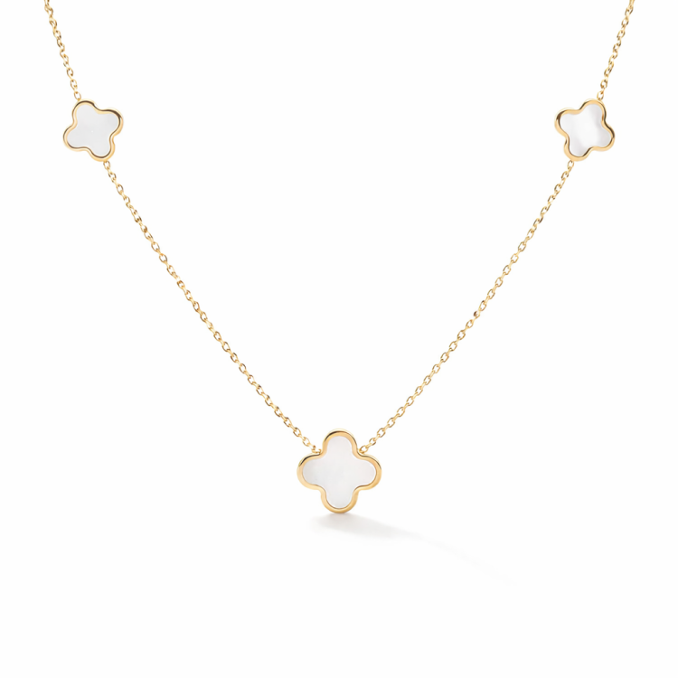14K Gold Clover Necklace with Mother of Pearl | Luxury Clover Jewelry